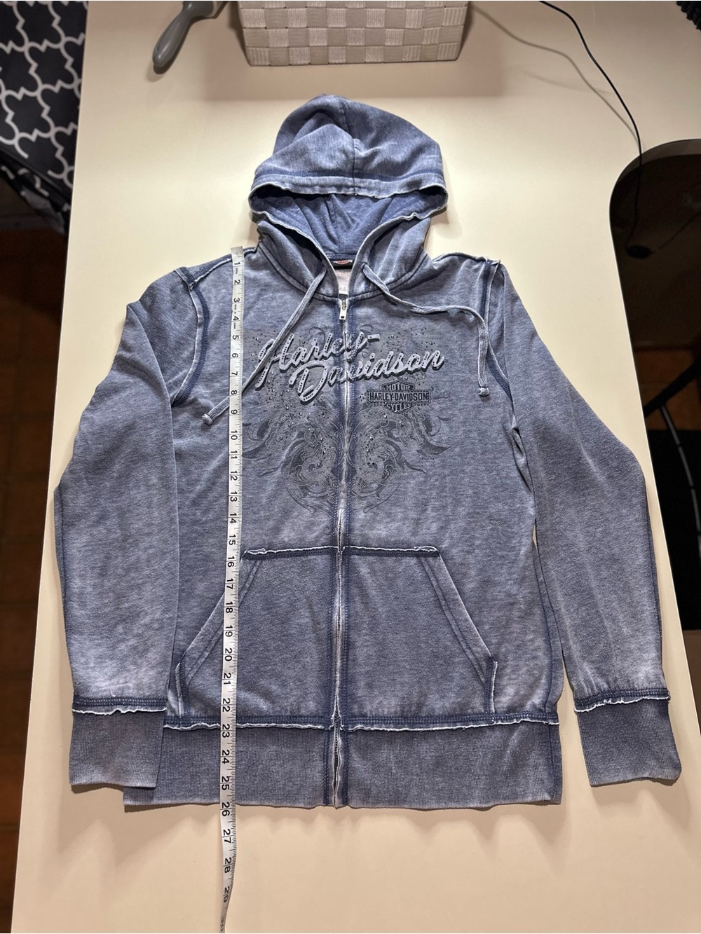 Harley-Davidson Washed Blue Hooded Zip Sweatshirt